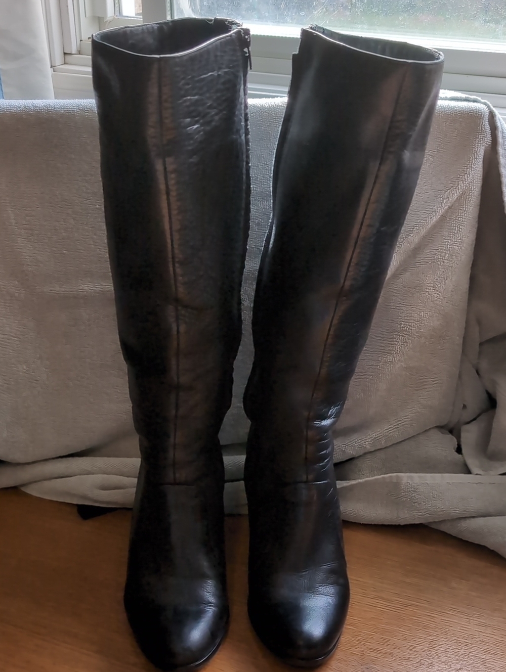 Kenneth Cole Black Knee-High Leather Boots